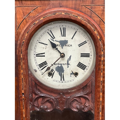 262 - EDWARDIAN MAHOGANY WALL CLOCK PENDULUM NO KEY A/F H33”