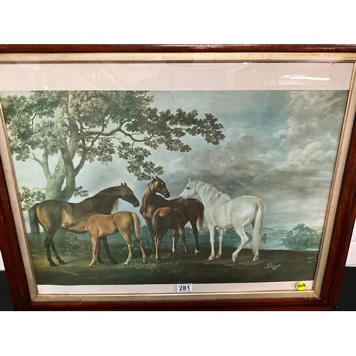 281 - VICTORIAN FRAMED HORSE PRINT 33” x 27”