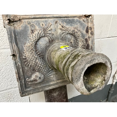 282 - VICTORIAN LEAD DRAIN PIPE DECORATED WITH STYLISED SERPENTS H35”