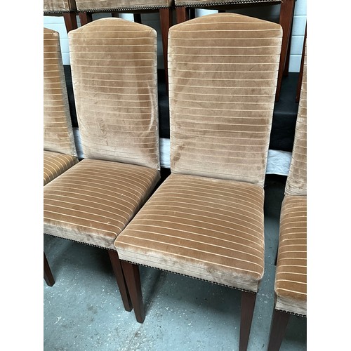 247 - EIGHT MODERN MAHOGANY UPHOLSTERED DINING CHAIRS