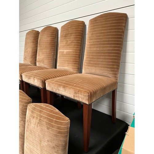 247 - EIGHT MODERN MAHOGANY UPHOLSTERED DINING CHAIRS