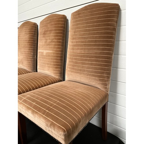 247 - EIGHT MODERN MAHOGANY UPHOLSTERED DINING CHAIRS