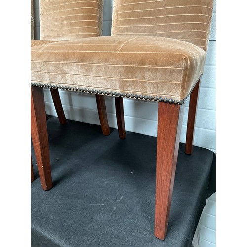 247 - EIGHT MODERN MAHOGANY UPHOLSTERED DINING CHAIRS