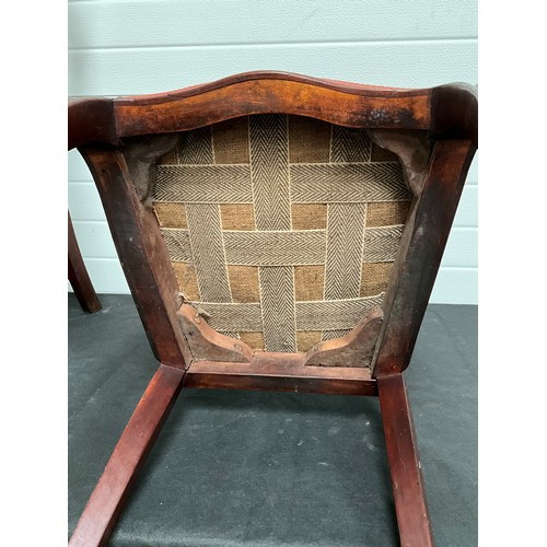 286 - PAIR OF VICTORIAN MAHOGANY DINING CHAIRS WITH UPHOLSTERED SEATS