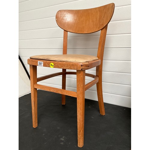 287 - RETRO KITCHEN CHAIR, VINTAGE BENTWOOD CHAIR WITH UPHOLSTERED SEAT, EDWARDIAN MAHOGANY CHAIR WITH UPH... 