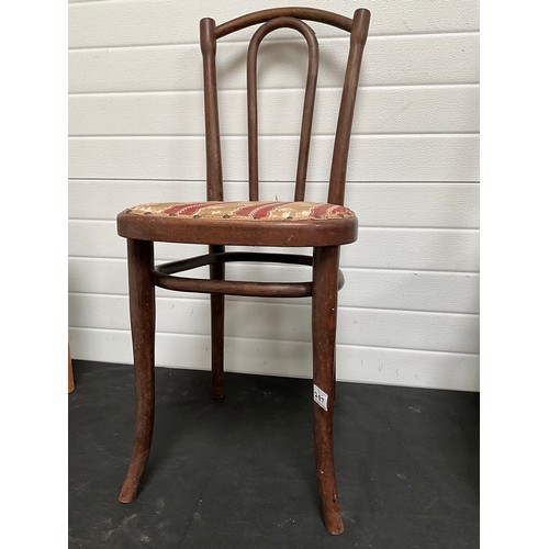 287 - RETRO KITCHEN CHAIR, VINTAGE BENTWOOD CHAIR WITH UPHOLSTERED SEAT, EDWARDIAN MAHOGANY CHAIR WITH UPH... 