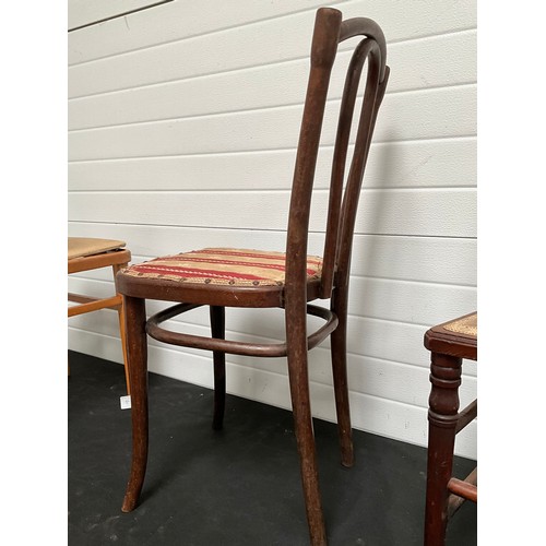 287 - RETRO KITCHEN CHAIR, VINTAGE BENTWOOD CHAIR WITH UPHOLSTERED SEAT, EDWARDIAN MAHOGANY CHAIR WITH UPH... 