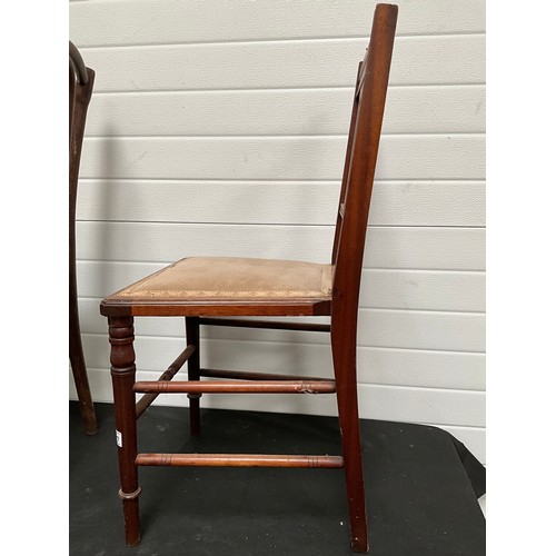 287 - RETRO KITCHEN CHAIR, VINTAGE BENTWOOD CHAIR WITH UPHOLSTERED SEAT, EDWARDIAN MAHOGANY CHAIR WITH UPH... 