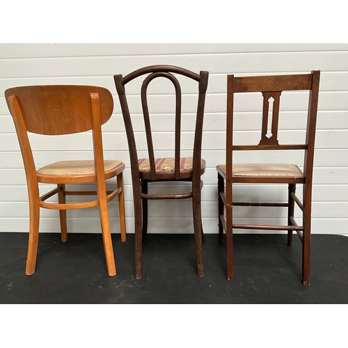 287 - RETRO KITCHEN CHAIR, VINTAGE BENTWOOD CHAIR WITH UPHOLSTERED SEAT, EDWARDIAN MAHOGANY CHAIR WITH UPH... 