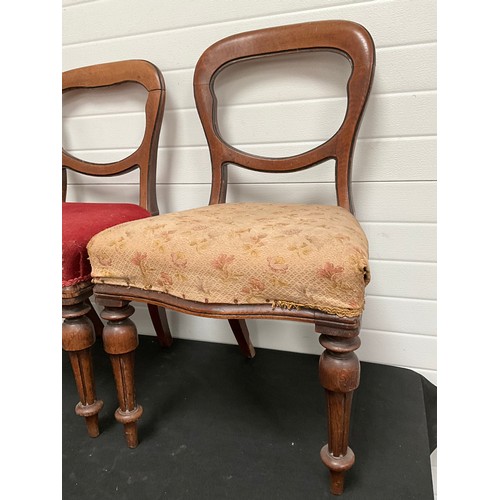 289 - 4 VICTORIAN MAHOGANY DINING CHAIRS WITH UPHOLSTERED SEATS (SEATS NOT MATCHING)