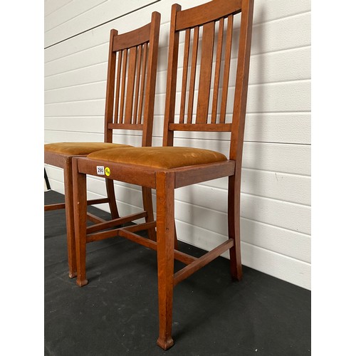 290 - PAIR OF GOLDEN OAK DINING CHAIRS WITH UPHOLSTERED SEATS