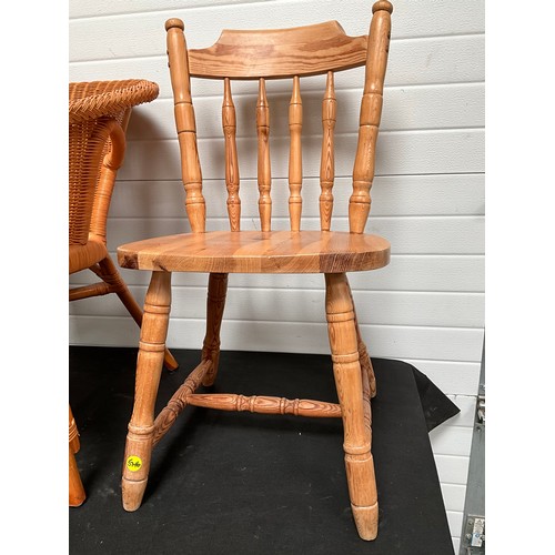 293 - EDWARDIAN DINING CHAIR WITH UPHOLSTERED SEAT,MODERN PINE KITCHEN CHAIR,WICKER WOVEN CHAIR AND VINTAG... 