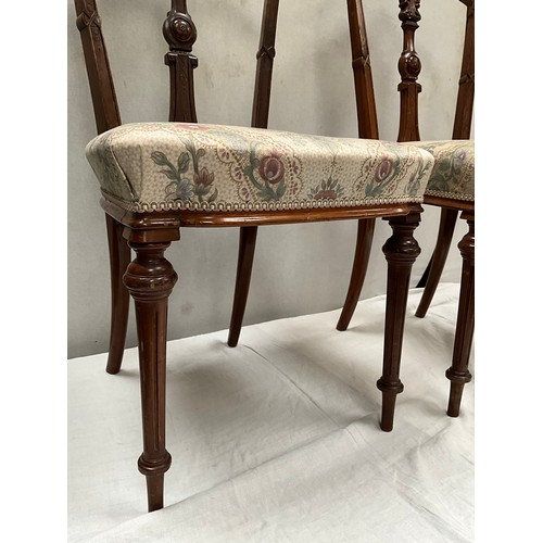 294 - PAIR OF VICTORIAN MAHOGANY BEDROOM CHAIRS WITH UPHOLSTERED SEAT