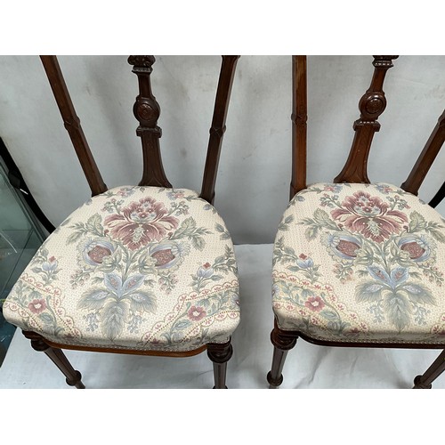 294 - PAIR OF VICTORIAN MAHOGANY BEDROOM CHAIRS WITH UPHOLSTERED SEAT