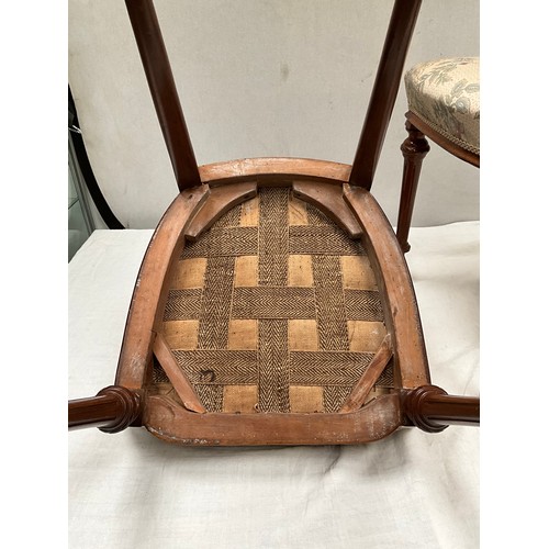 294 - PAIR OF VICTORIAN MAHOGANY BEDROOM CHAIRS WITH UPHOLSTERED SEAT