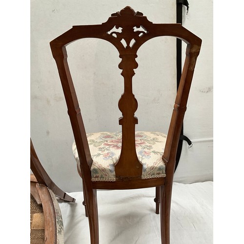 294 - PAIR OF VICTORIAN MAHOGANY BEDROOM CHAIRS WITH UPHOLSTERED SEAT