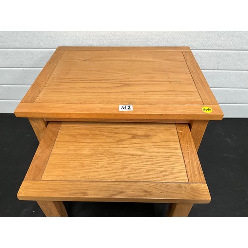 312 - MODERN LIGHT OAK NEST OF 2 TABLES H18” W22” D18”