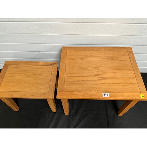 312 - MODERN LIGHT OAK NEST OF 2 TABLES H18” W22” D18”