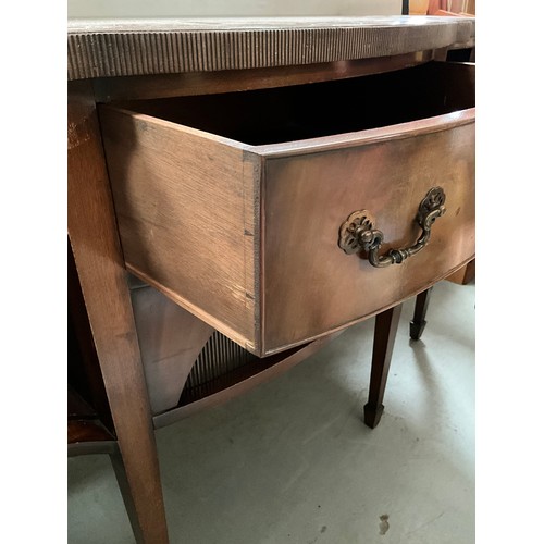 316 - REPRODUCTION MAHOGANY REGENCY STYLE BOW FRONT SIDEBOARD WITH CENTRAL DRAWER OVER CANTILEVER DOORS FL... 