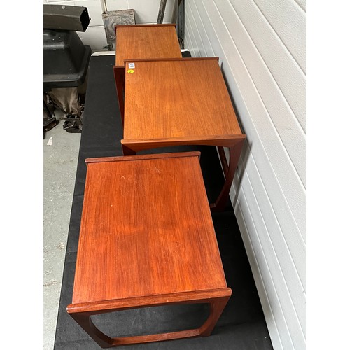 319 - BADGED G PLAN TEAK NEST OF 3 TABLES H19” W21” D17”