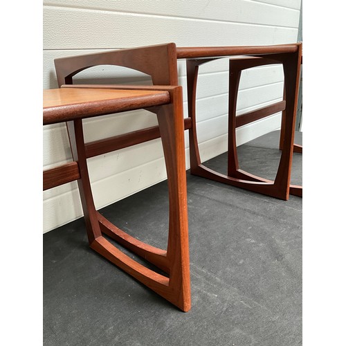 319 - BADGED G PLAN TEAK NEST OF 3 TABLES H19” W21” D17”