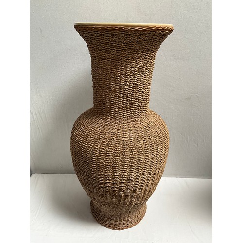 321 - LARGE CERAMIC VASE COVERED WITH STRING H31” DIA 16”