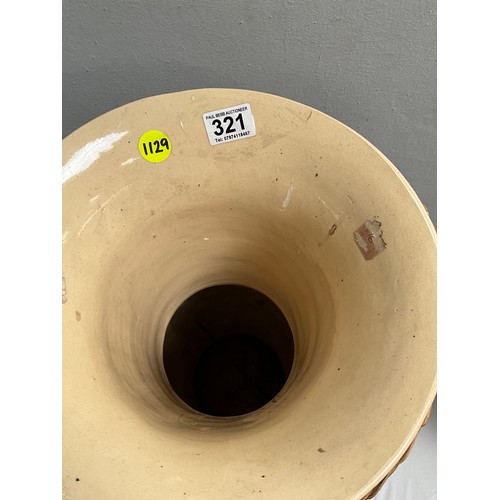 321 - LARGE CERAMIC VASE COVERED WITH STRING H31” DIA 16”