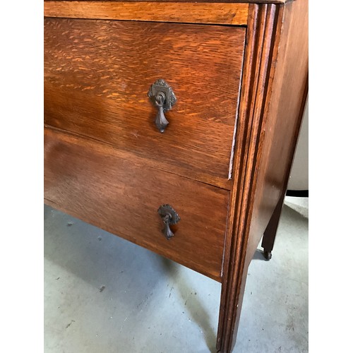 323 - VINTAGE OAK DRESSING TABLE WITH 2 DRAWERS H56” W32”D17” ,MATCHING OAK 3 DRAWER CHEST H32” W30” D18” ... 