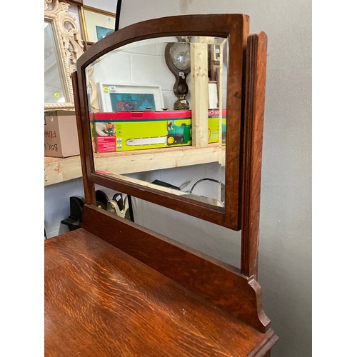 323 - VINTAGE OAK DRESSING TABLE WITH 2 DRAWERS H56” W32”D17” ,MATCHING OAK 3 DRAWER CHEST H32” W30” D18” ... 