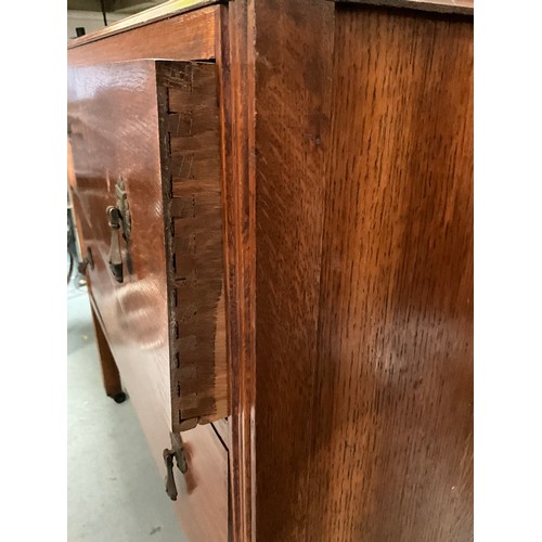 323 - VINTAGE OAK DRESSING TABLE WITH 2 DRAWERS H56” W32”D17” ,MATCHING OAK 3 DRAWER CHEST H32” W30” D18” ... 