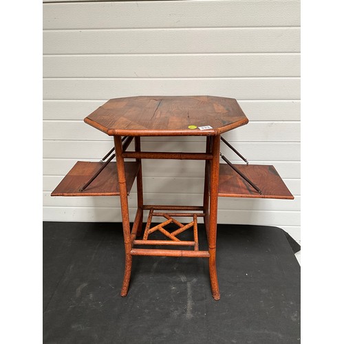 333 - VICTORIAN BAMBOO INLAID WINDOW TABLE H29” W22” D22”