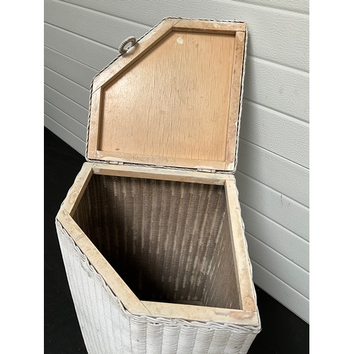 340 - VINTAGE LLOYD LOOM CORNER LINEN BASKET H22” W13” D13”