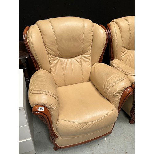 342 - PAIR OF ITALIAN LEATHER ARMCHAIRS