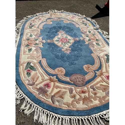 347 - 2 BLUE PATTERNED RUGS - 58” x 24” AND 64” x 42”