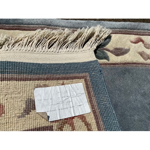 347 - 2 BLUE PATTERNED RUGS - 58” x 24” AND 64” x 42”