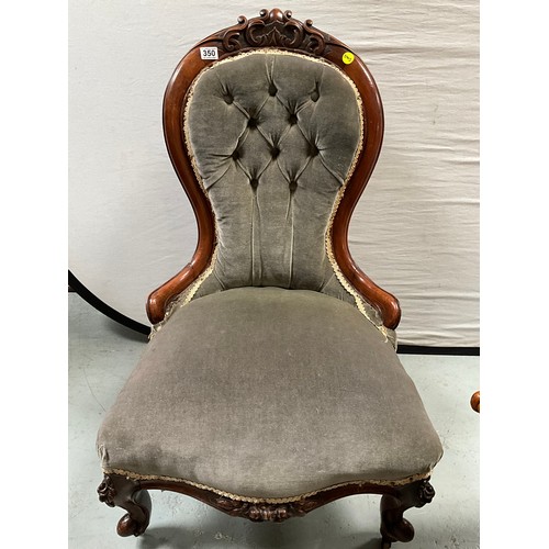 350 - VICTORIAN MAHOGANY BUTTON BACKED UPHOLSTERED NURSING CHAIR