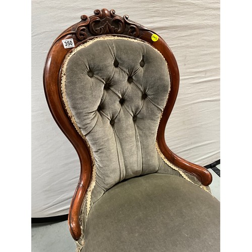 350 - VICTORIAN MAHOGANY BUTTON BACKED UPHOLSTERED NURSING CHAIR