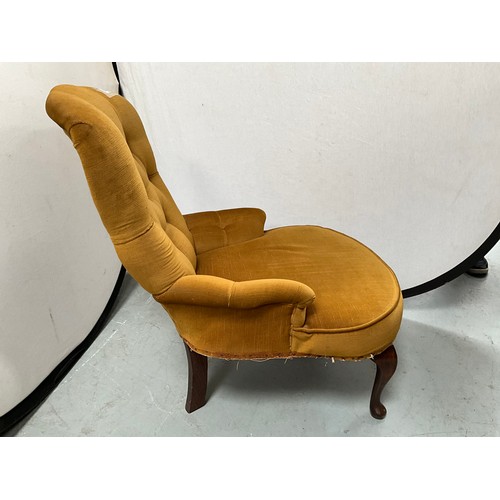 355 - VINTAGE UPHOLSTERED NURSING CHAIR ON CABRIOLE LEGS