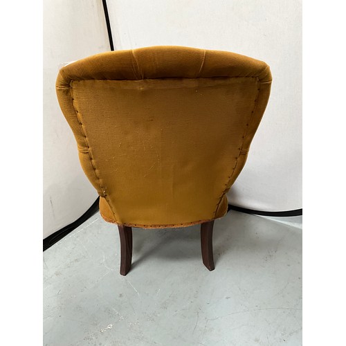 355 - VINTAGE UPHOLSTERED NURSING CHAIR ON CABRIOLE LEGS