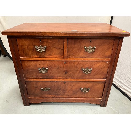 362 - EDWARDIAN MAHOGANY BEDROOM CHEST WITH 2 SHORT DRAWERS AND 2 LONG DRAWERS H31” W36” D20”