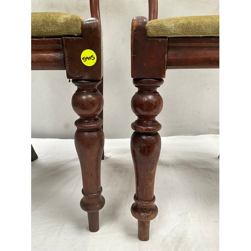 363 - PAIR OF VICTORIAN MAHOGANY DINING CHAIRS WITH UPHOLSTERED SEATS (LOOSE)