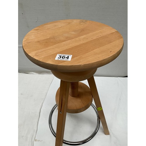 364 - MODERN BEECH ADJUSTABLE HIEGHT SWIVEL STOOL