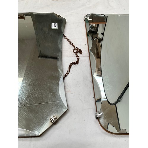 377A - PAIR OF ART DECO WALL MIRRORS 22” x 13”