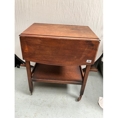 380 - VINTAGE DROP LEAF TEA TROLLEY WITH DRAWER 
H31” W25” D19”