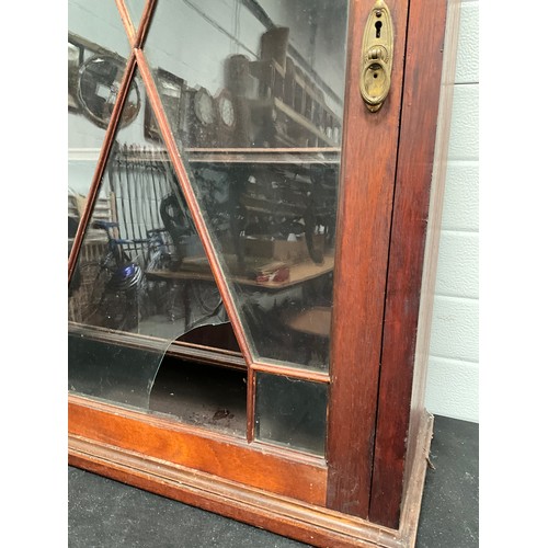 388 - ASTRICAL GLAZED MAHOGANY DISPLAY CABINET (BROKEN GLASS) H41” W25” D12”