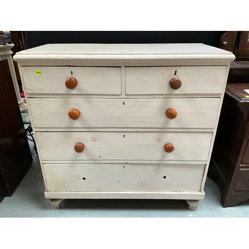 389 - VICTORIAN PAINTED PINE BEDROOM CHEST WIT 2 SHORT DRAWERS AND 3 LONG DRAWERS (2HANDLES MISSING)
H41” ... 