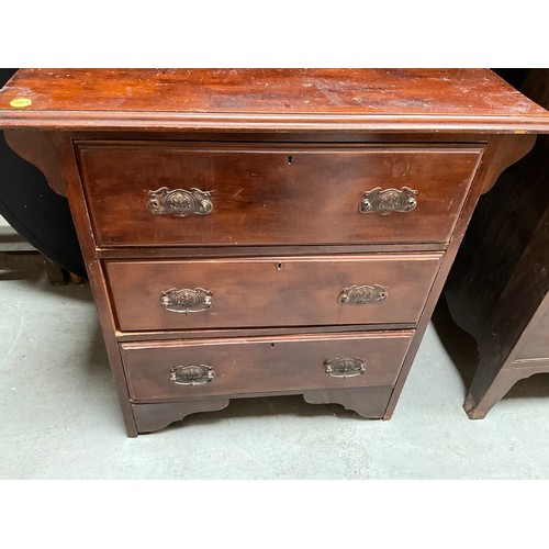 391 - EDWARDIAN SATINWOOD 3 DRAWER DRESSING TABLE 
H62” W34” D17”