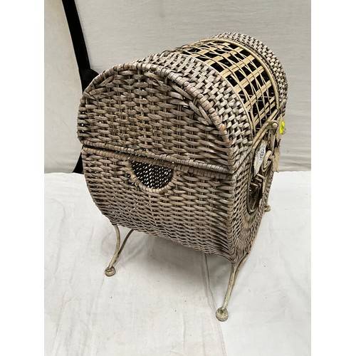 393 - MODERN DECORATVIE METAL BASKET WITH STORAGE H18” W16” D11”