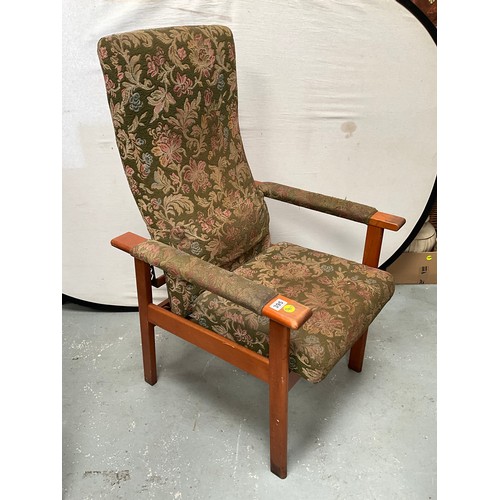 395 - VINTAGE UPHOLSTERED PARKER KNOLL ARMCHAIR AND VINTAGE UPHOLSTERED BEDROOM CHAIR A/F