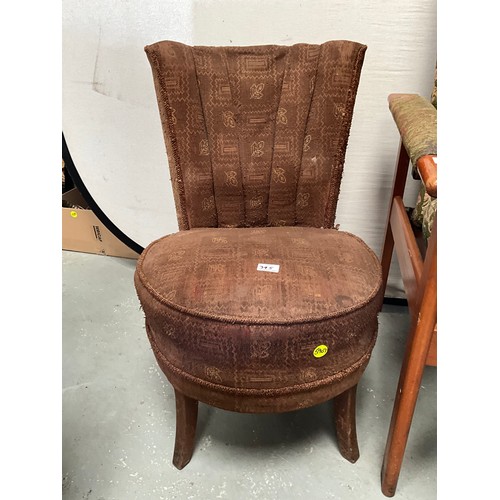 395 - VINTAGE UPHOLSTERED PARKER KNOLL ARMCHAIR AND VINTAGE UPHOLSTERED BEDROOM CHAIR A/F